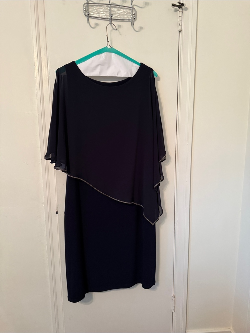 Joseph Ribkoff Elegant Navy Layered Cape Dress - Women